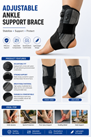 Attelle de cheville réglable, stabilisateur de compression respirant, protection sportive pour la cheville avec système de sangle rotative