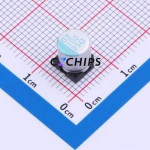 ตัวเก็บประจุแบบไฮบริดของเหลว-ของแข็งอะลูมิเนียมอิเล็กโทรไลต์ SMD รุ่น HBO101M1VTR-0608, ขนาด D6.3xL7.7 มม. 100uF 20% 35V 6.3 มม. - Product Image 1