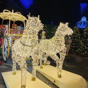 Tượng trang trí Giáng sinh bằng kim loại <span class=keywords><strong>LED</strong></span> tùy chỉnh, hình nhà, họa tiết <span class=keywords><strong>3D</strong></span>, kẹo que Giáng sinh, trang trí ngoài trời sân vườn - Product Image 3