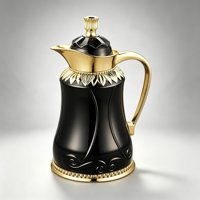 Thermos isotherme personnalisé en acier inoxydable doré et argenté, style Dallah arabe, isolation 12-24 heures, pour thé et café, avec pot en verre rose pour les fêtes