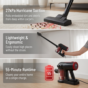 Aspirateur Balai Sans Fil Portable 2026, Moteur 600W, Aspiration Puissante 16kPa, Réservoir de Poussière 0.5L, Léger et Portable pour la Maison - Product Image 3