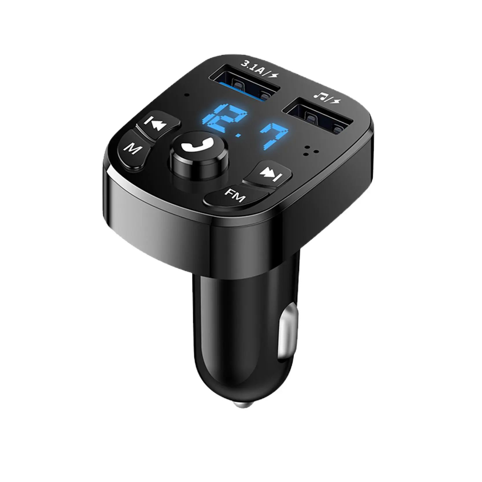 جهاز إرسال BT FM لاسلكي للسيارة مشغل MP3 USB 3.1A شاحن سريع محول يدوي