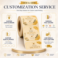 Étiquettes autocollantes personnalisées en rouleau avec logo imprimé en feuille d'or, imperméables, pour pots de miel, emballages alimentaires de luxe pour bouteilles