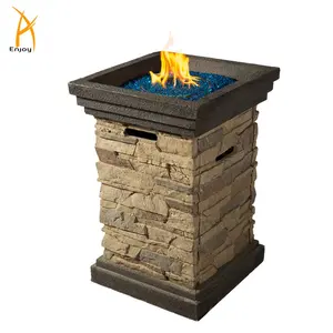 20 इंच वर्ग FirePit स्तंभ गैस आग गड्ढे उद्यान आउटडोर सजावट ईंट के साथ देखो