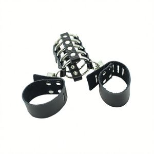 Correa de cuero Anillo de metal Correa para pene Divisor de bola Bloqueo de tiempo Fetiche Ropa interior sexy Bondage Juguete sexual para adultos Hombres Marca OEM - Product Image 4