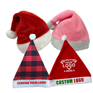 Gorros de Santa Claus Personalizados de Felpa Suave de Poliéster, Color Personalizado, Duraderos y Económicos, Decoraciones Navideñas, Gorros Pequeños de Navidad - Product Image 1