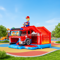 Château gonflable géant pour enfants sur le thème des pompiers avec toboggan, pour usage commercial, idéal pour les événements