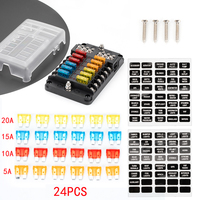 Boîtier de fusibles automobile 12V, panneau de fusibles à lame 12 circuits avec couvercle et indicateur LED, fabricant certifié CE Rohs pour bateau, camping-car, voiture, véhicule