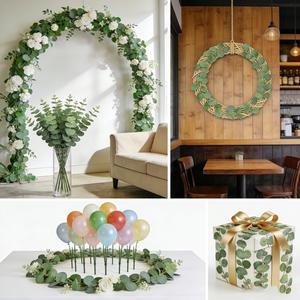 F01 16 Tallos de Eucalipto Artificial, Hojas Falsas de Eucalipto Silver Dollar, Ecológicas, Resistentes a los Rayos UV, para Hogar, Hotel, Centro Comercial, Uso Comercial - Product Image 2