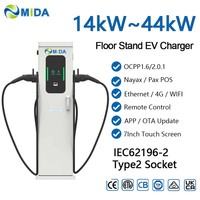 Borne de recharge AC double pistolet double prise Type 2 MIDA 14 kW sur pied avec OCPP 1.6