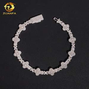 USA Local Stock Shipping Moissanite Cross <strong>Bracelet</strong> <strong>Solid</strong> 925 Sterling <strong>Silver</strong> Gold Plated Moissanite Diamond Cuban Link <strong>Bracelet</strong> - Product Image 1