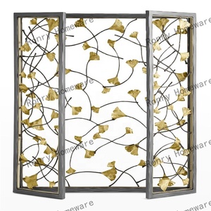 Guard for Living Room Indoor Outdoor Fire Screens for Fireplaces Gold Finished Metal <strong>Firescreen</strong> Handmade Folding - Product Image 4