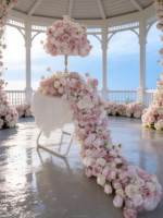 Guirlande de fleurs en soie blanche personnalisable pour la décoration de mariage, chemin de table pour mariage