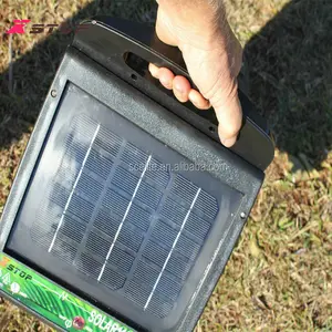 Panel solar con batería, energizador para cerca eléctrica, para granja, ganado y animales, con cables