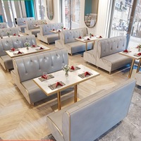 Nouvelle conception de banquette de restaurant, mobilier de café, canapé en cuir rose, ensemble table et chaises pour café, bar à hamburgers