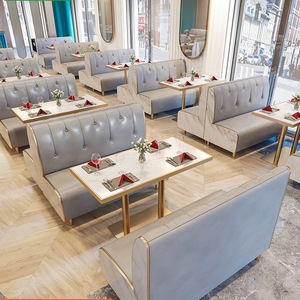 Nuevo Diseño de Muebles para Restaurante, Asientos de Cuero Rosa para Cafetería, Juego de Mesa y Sillas para Cafetería, Bar o Hamburguesería - Product Image 3