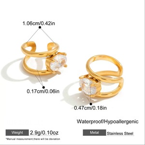 Trendy High Quality PVD 18K Gold Plated Zirconia Pave Band Cuff Earrings Stainless Steel Earrings Wholesale <strong>Jewelry</strong> - Product Image 5
