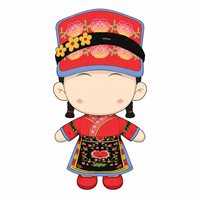 Maßgefertigtes Chinesisches Ethnisches Plüsch-Puppenkostüm mit Blumenstickerei, Komplettes Outfit-Set für Charakter-Stofftier-Maskottchen, Verziertes Verkleidungs-Set