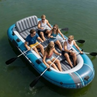 Kayak gonflable Intex pour 4-5 personnes, bateau gonflable en PVC épaissi, idéal pour les excursions marines, les parcs aquatiques et la pêche en lac (4m)