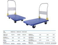 Carretilla de Plataforma Plegable de 60x90cm, Carro de Carga Resistente de 300kg con 4 Ruedas de Goma para Manejo de Materiales Industriales