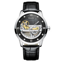 Montre mécanique automatique squelette de luxe pour homme Tianbo, bracelet en cuir, tendance sportive, aiguille de 20 mm