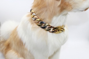 Kingtale fashion Gold Plated Stainless Steel Pet Cuban Link Dog choke Chain Collar - Product Image 5