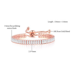Großhandel Luxuriöses Silber Roségold Plattiertes <span class=keywords><strong>2</strong></span>,5MM 3MM 4MM Eisbesetztes Kubisches Zirkonia CZ Diamant Verstellbares Trendiges Tennis-Armband - Product Image 4