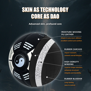 Ballon de basketball Yin <span class=keywords><strong>Yang</strong></span> taille officielle personnalisé, motif Tai Chi unique, revêtement en cuir PU pour matchs professionnels en intérieur et en extérieur - Product Image 3