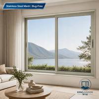 Ventana Corredera de Aluminio AS2047 Surfmist con Malla de Acero Inoxidable para Sala de Estar de Villa
