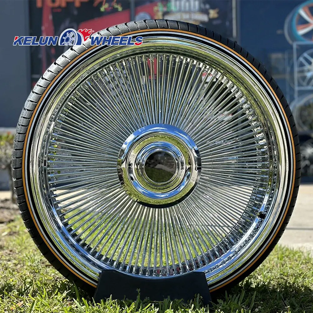 2024 NOUVEAU FORGIATO Custom 28 pouces roues à rayons avant et arrière de différentes largeurs ALLCHROME/GOLD WIRE WHEEL sans pneus