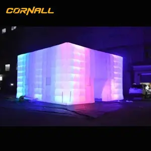 Club nocturno inflable grande de 20x20 pies con luz LED RGB de discoteca para adultos, Club al aire libre, fiesta de Bar inflable
