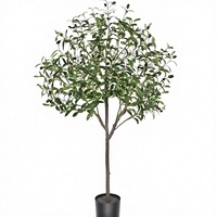 Arbre d'olivier artificiel durable de 120 cm (4 pieds) de haut, plante en pot en soie, fausses branches et fruits pour la maison, intérieur/extérieur