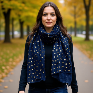 Sciarpa Lunga in Cotone Angelina 70x180cm con Foglia d'Oro, Accessorio Moda Donna - Product Image 2