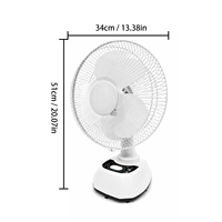 Ventilateur solaire AC/DC de 12 pouces avec lampe anti-moustiques, batterie au lithium amovible de 6600 mAh, ventilateur de table solaire portable avec sortie USB