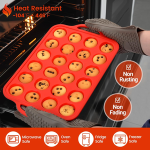 Moule à cupcakes mini en silicone avec cadre métallique renforcé, antiadhésif, sans BPA, certifié LFGB, 24 cavités, de la marque MUYULINS Factory, pour gâteaux américains. - Product Image 5