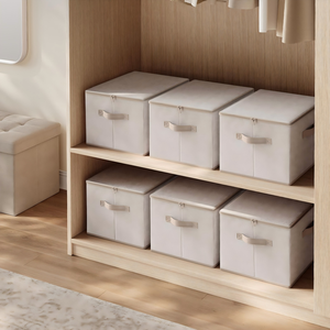 Boîte <span class=keywords><strong>de</strong></span> <span class=keywords><strong>rangement</strong></span> pliable pour chambre à coucher, <span class=keywords><strong>cube</strong></span> <span class=keywords><strong>de</strong></span> <span class=keywords><strong>rangement</strong></span> en tissu <span class=keywords><strong>avec</strong></span> couvercles, paniers <span class=keywords><strong>de</strong></span> <span class=keywords><strong>rangement</strong></span> pour étagères - Product Image 3