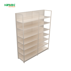 Black <b>Wire</b> Mesh Single Sided <b>Wall</b> Display Shelving With Blue Front Edge for Hardware Convenience Store - Product Image 4