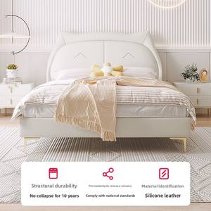 Prenses tek deri yatak çocuklar için 1.5m katı ahşap pembe karikatür kedi tasarım yatak odası yemek odası için Internet ünlü favori - Product Image 5