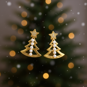 Boucles d'oreilles en forme de sapin de Noël Cav W Q Wdp, plaquées or 18 carats, fausses perles, bijoux festifs pour femmes - Product Image 2
