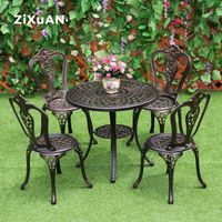 Ensemble de mobilier de jardin 3 pièces en fonte d'aluminium, style européen, pour terrasse, balcon, petit salon de café - Vente en gros usine