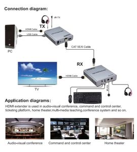 Extenseur KVM 60m avec un seul câble Ethernet, en métal, pour <span class=keywords><strong>HDMI</strong></span>, extension audio et vidéo HDTV, clavier et souris - Product Image 5