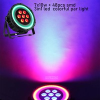 Muxxdj 7x10w+48pcs Smd 3in1 Led Colorful PAR Light 4in1 RGBW LED DMX512 Projecteur d'effets de scène pour discothèque, bar, DJ