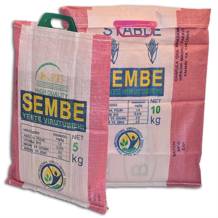 도매 공급 무료 샘플 5 키로그램 10 키로그램 15 키로그램 20 키로그램 25 키로그램 폴리 프로필렌 쌀 가방 포장 핸들