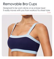 Soutien-gorge de sport à bretelles spaghetti, séchage rapide, blocs de couleur, avec logo personnalisé, rembourrage amovible, haute élasticité, respirant, pour gym et yoga, coupe courte