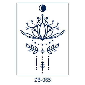 Pegatina de tatuaje de simulación de hierbas de <span class=keywords><strong>flor</strong></span> geométrica azul oscuro 2 semanas arte corporal semipermanente temporal - Product Image 1