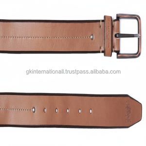 Nouveauté, logo personnalisé, fourniture d'usine OEM, jeans ou pantalons décontractés en cuir véritable pour hommes, avec ceinture, adaptés aux cadeaux - Product Image 1