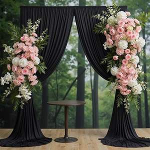 Rideau de fond élégant pour mariages et fêtes d'<span class=keywords><strong>anniversaire</strong></span>, draperies en tissu doux couleur ivoire, décorations de fête en extérieur - Product Image 6