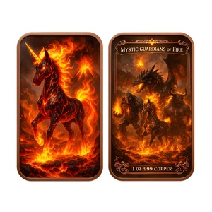 Barre de cuivre 999 pur de 1 oz, motif Créature fantastique, Gardiens mystiques du feu - Product Image 2