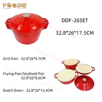 Casserole 3-en-1 multifonctionnelle en fonte émaillée pré-culottée, empilable, type Dutch Oven
