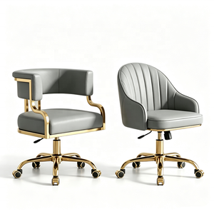 Modern Luxury Gold Base PU Leather Manicure Chair Set Professional Beauty Salon Pedicure Technician <b>Stool</b> <b>Wheels</b> Multifunctional - Product Image 1